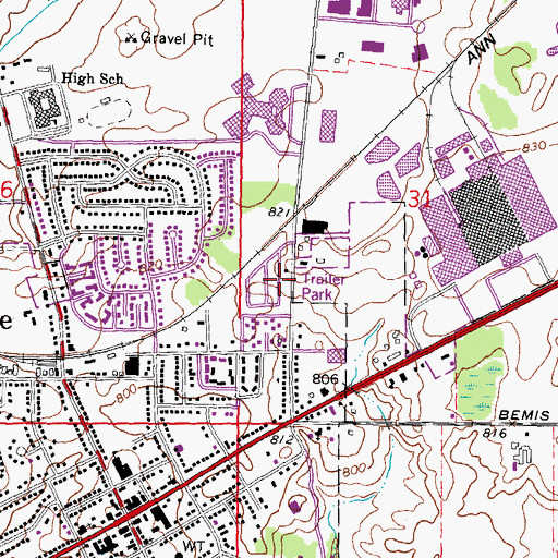 Topographic Map of Saline Mobile Home Park, MI