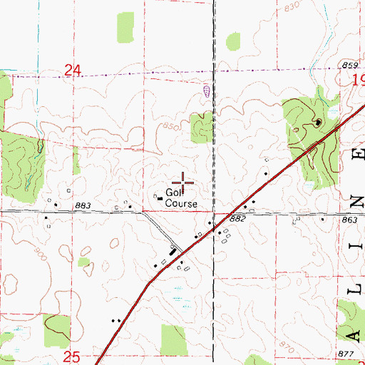 Topographic Map of Rustic Glen Golf Course, MI
