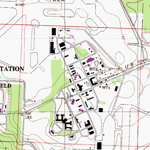 Topographic Map of Whiting Field Division, FL