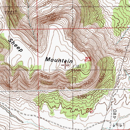 Topographic Map of Sheep Mountain, WY