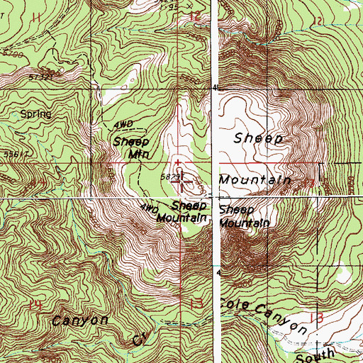 Topographic Map of Sheep Mountain, WY