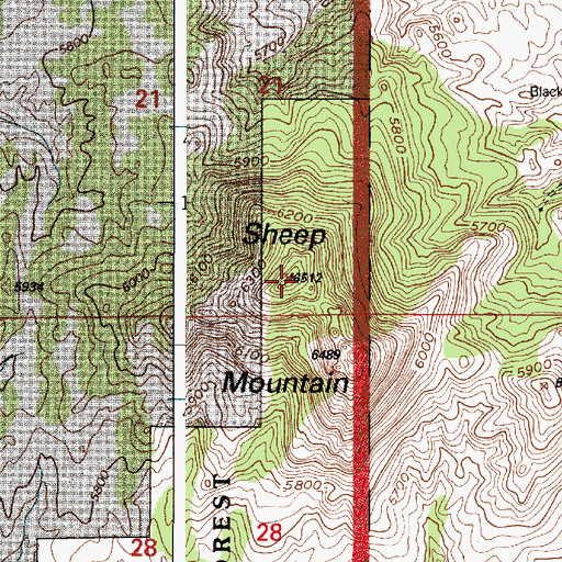 Topographic Map of Sheep Mountain, WY