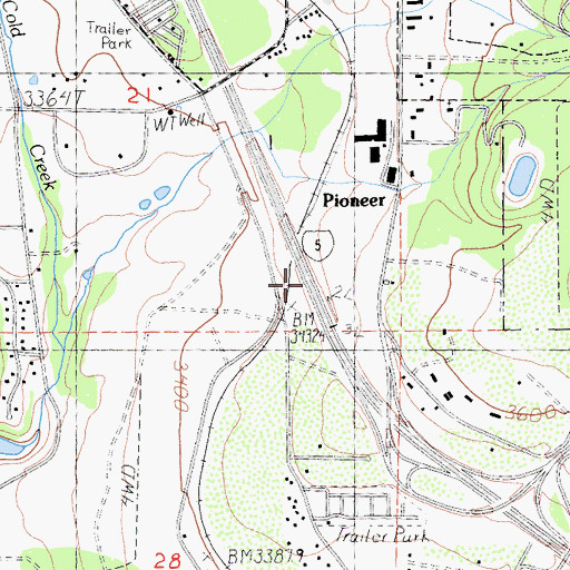 Topographic Map of Pioneer, CA