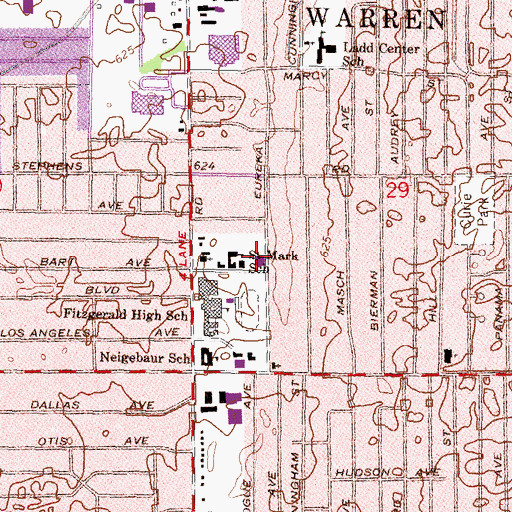 Topographic Map of Saint Mark's Catholic Church, MI