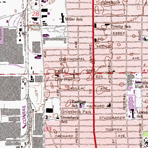 Topographic Map of Fellowship General Baptist Church, MI