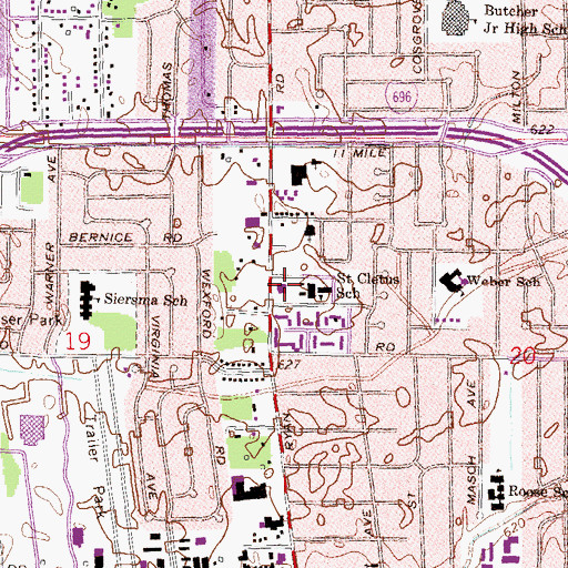 Topographic Map of Saint Cletus Church, MI
