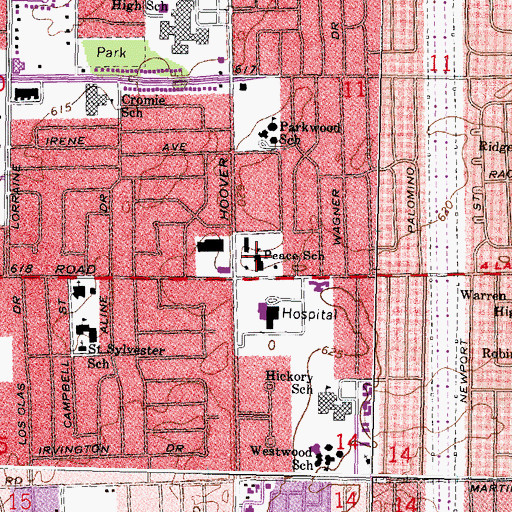 Topographic Map of Peace Lutheran Church, MI