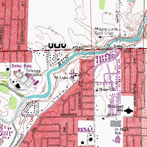 Topographic Map of Saint Peters Lutheran Church, MI