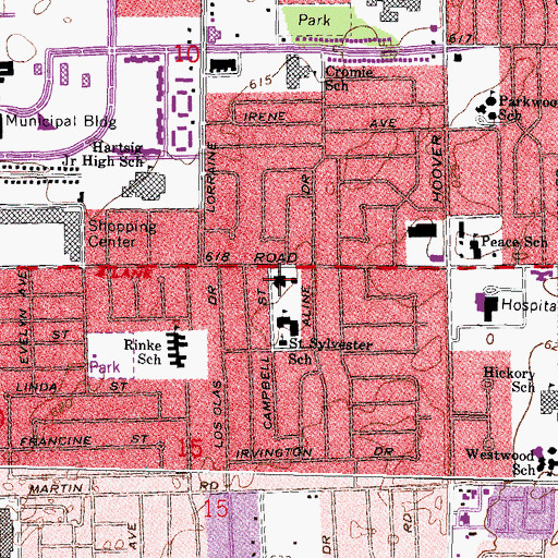 Topographic Map of Saint Sylvesters Church, MI