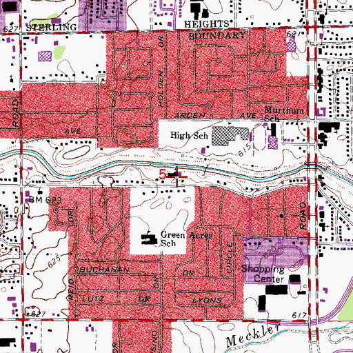 Topographic Map of First United Methodist Church, MI