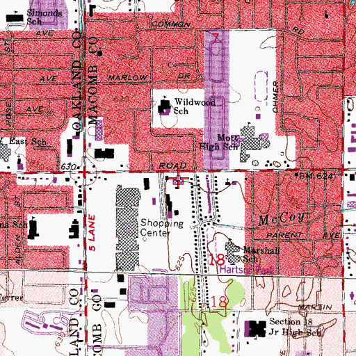 Topographic Map of Saint Louise Catholic Church, MI