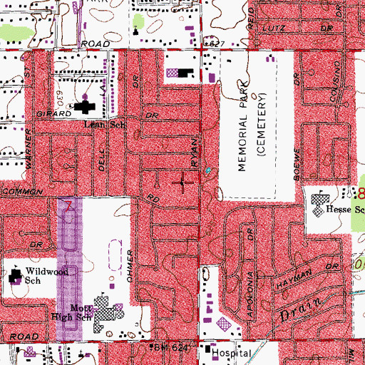 Topographic Map of Holy Cross Lutheran Church, MI