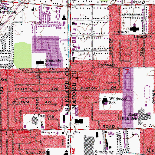 Topographic Map of Amazing Grace Lutheran Church, MI