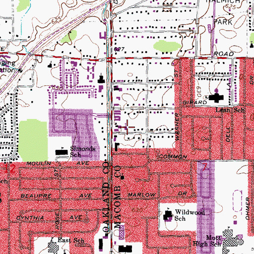 Topographic Map of Dequindre Road Baptist Church, MI