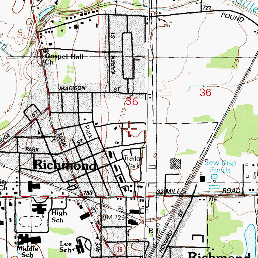 Topographic Map of Beebe Street Memorial Park, MI
