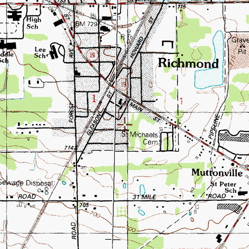 Topographic Map of Gierk Park, MI
