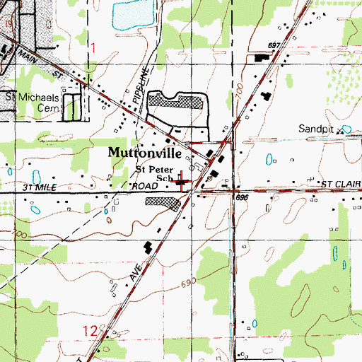 Topographic Map of Saint Peter Lutheran School, MI
