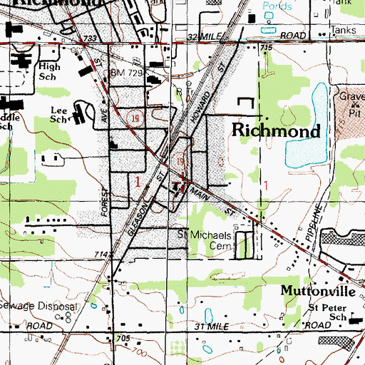 Topographic Map of Saint Augustine Church, MI
