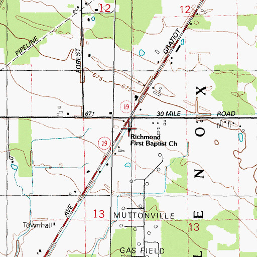 Topographic Map of Richmond Assembly of God Church, MI