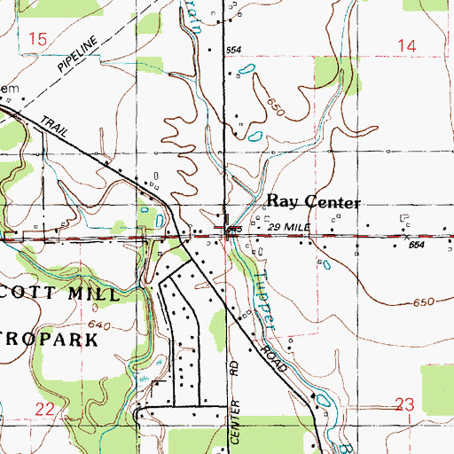 Topographic Map of Ray Center Post Office (historical), MI