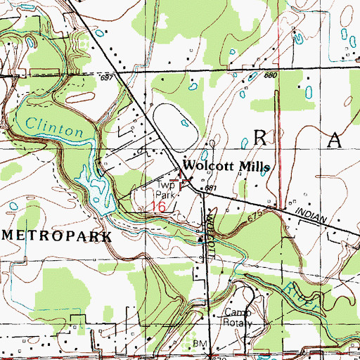 Topographic Map of Ray Township Library, MI