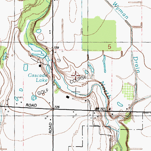 Topographic Map of Pine Valley Golf Course, MI