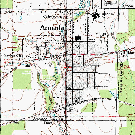 Topographic Map of Congregational United Church, MI