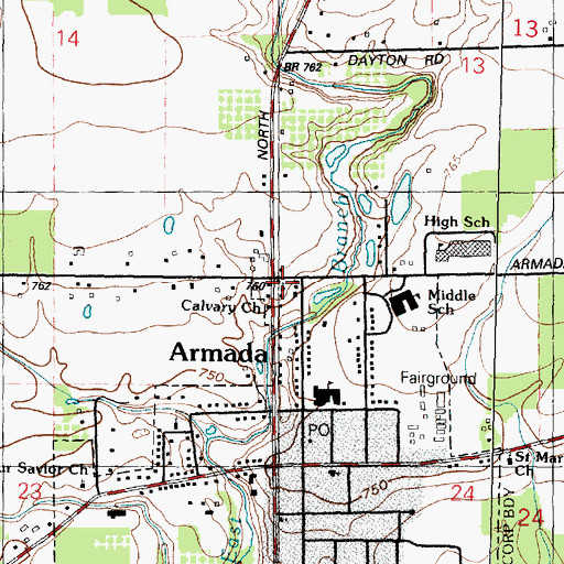 Topographic Map of Calvary Baptist Church, MI