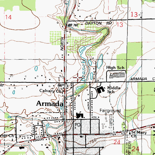Topographic Map of Armada Fire Department, MI