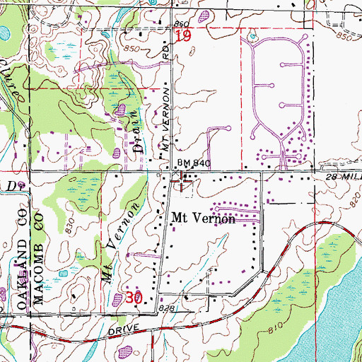 Topographic Map of Mount Vernon Cemetery, MI