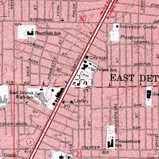 Topographic Map of Immanual Methodist Cemetery, MI