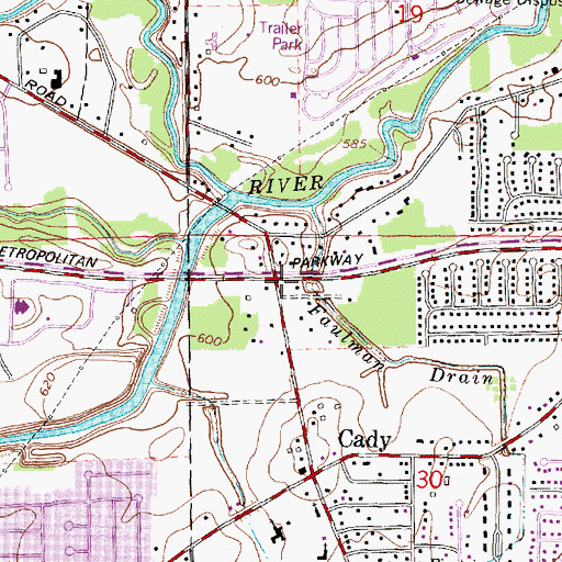 Topographic Map of Cady's Corners Cemetery, MI