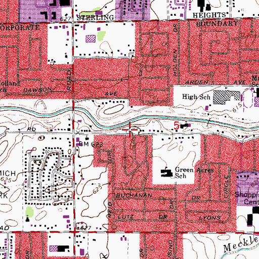 Topographic Map of Warren Cemetery, MI