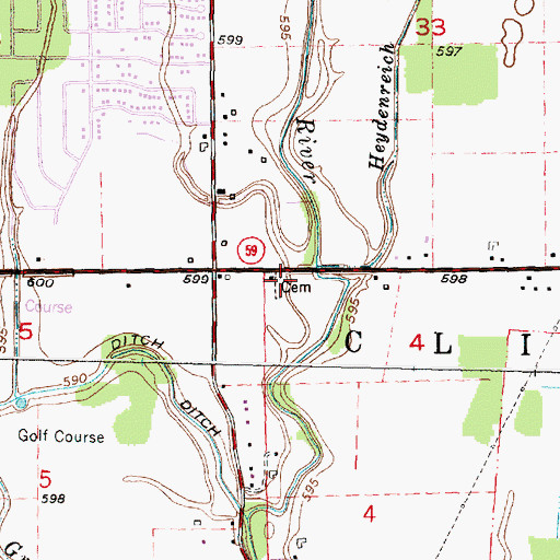Topographic Map of Trinity Lutheran Cemetery, MI