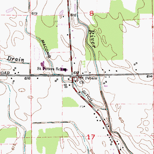 Topographic Map of Saint Peter's Lutheran Church Cemetery, MI