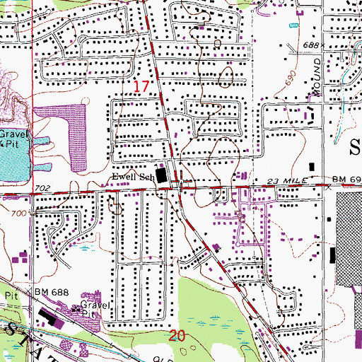 Topographic Map of Ewell and Moore Cemetery, MI