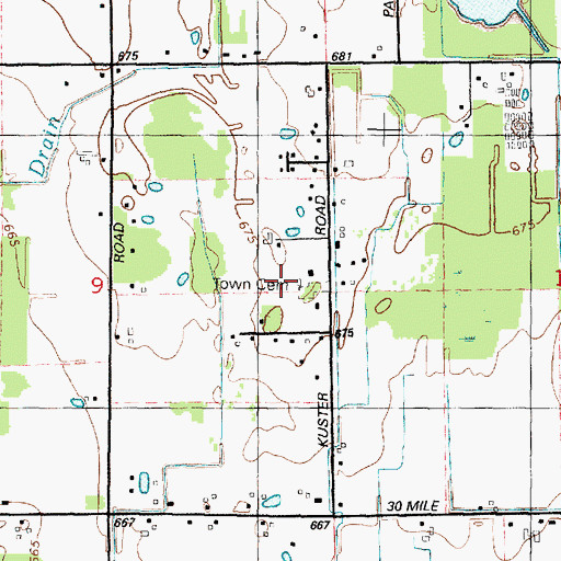 Topographic Map of Lenox Centre Burial Grounds, MI