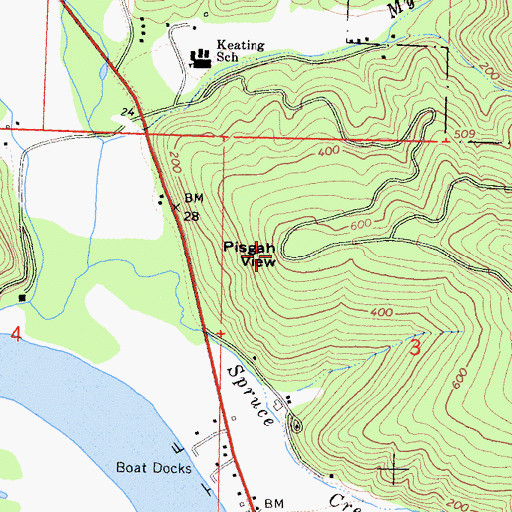 Topographic Map of Pisgah View, CA