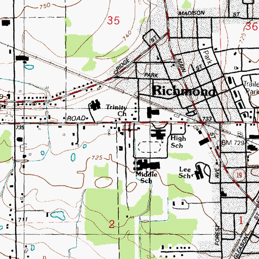 Topographic Map of Trinity Lutheran Church, MI