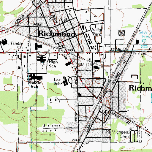 Topographic Map of First United Church of Christ, MI