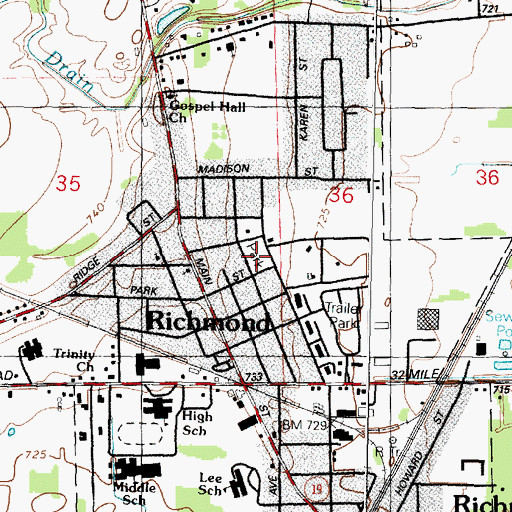 Topographic Map of Bailey Park, MI