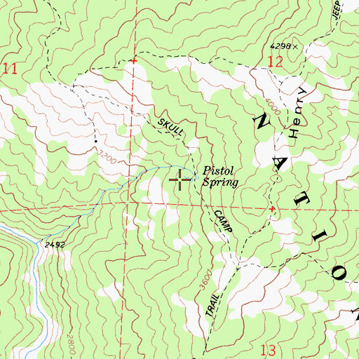 Topographic Map of Pistol Spring, CA