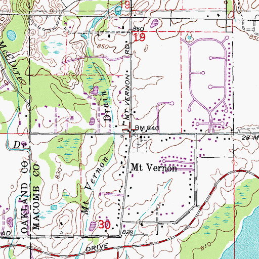 Topographic Map of Mount Vernon Post Office (historical), MI