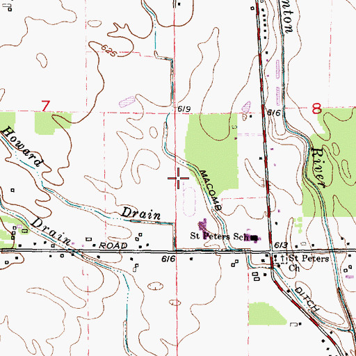 Topographic Map of Macomb Post Office (historical), MI