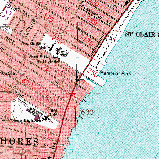 Topographic Map of Lakeshore Post Office (historical), MI