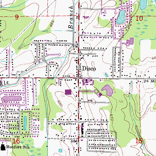 Topographic Map of Disco Post Office (historical), MI
