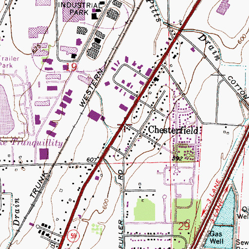 Topographic Map of Chesterfield Post Office (historical), MI