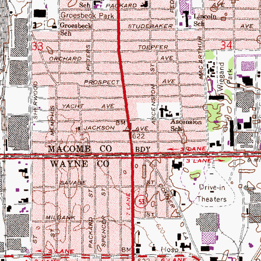 Topographic Map of Base Line Post Office (historical), MI