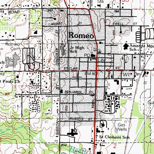 Topographic Map of Jesus Baptist Detroit Church, MI