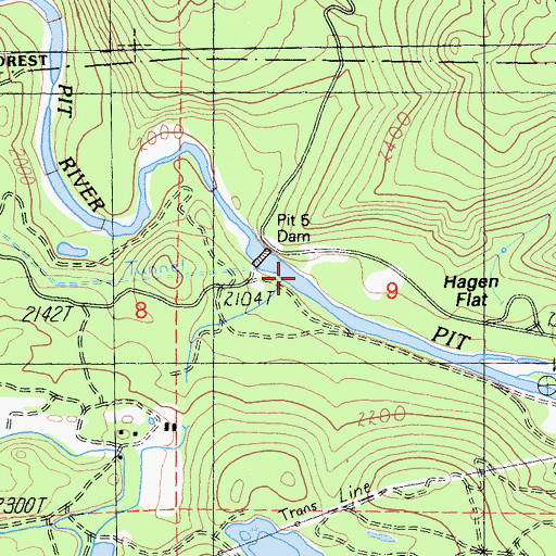 Topographic Map of Pit Five Dam, CA